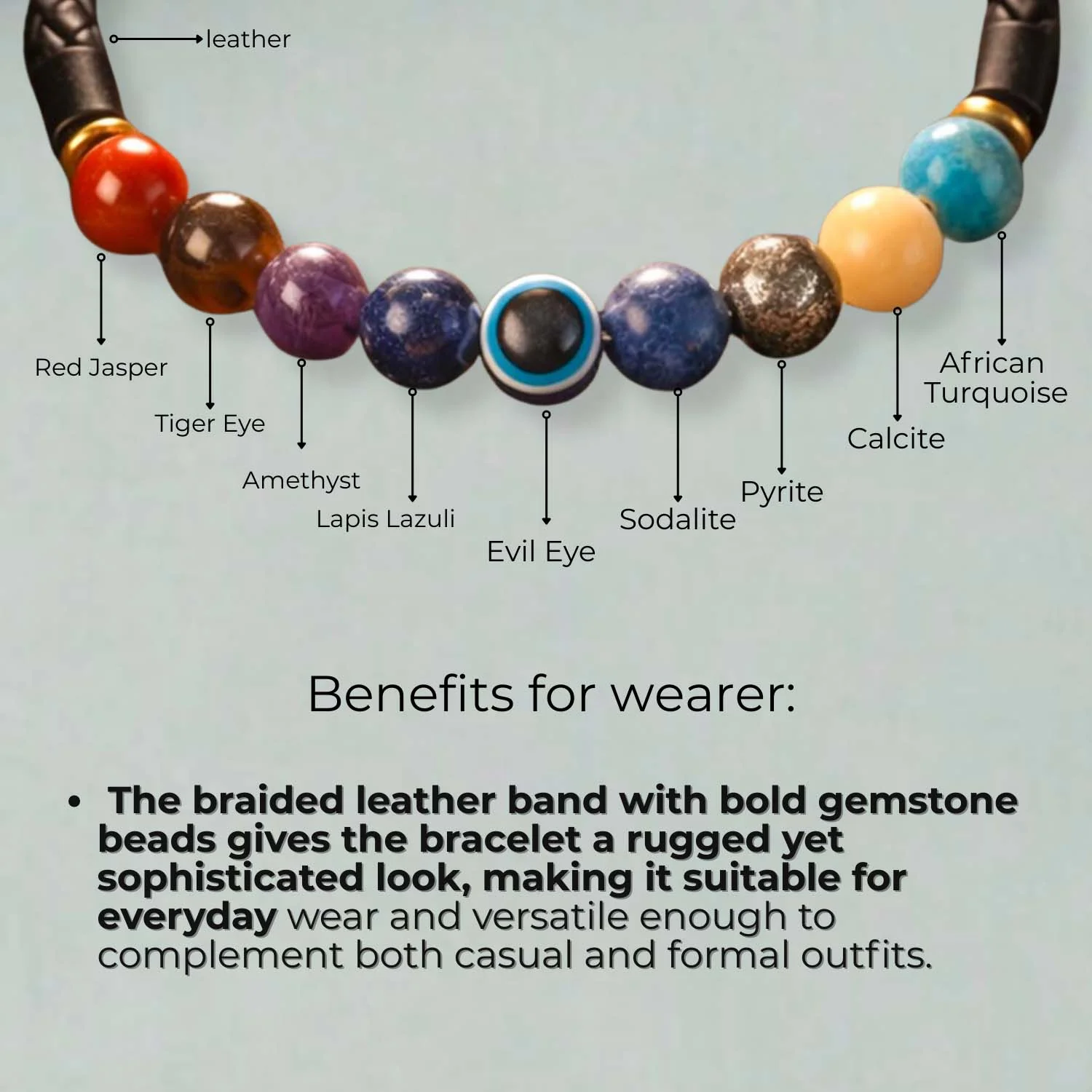 9 Chakra Natural Stone NeoLeather Bracelet With MagSnap2 - Image 2