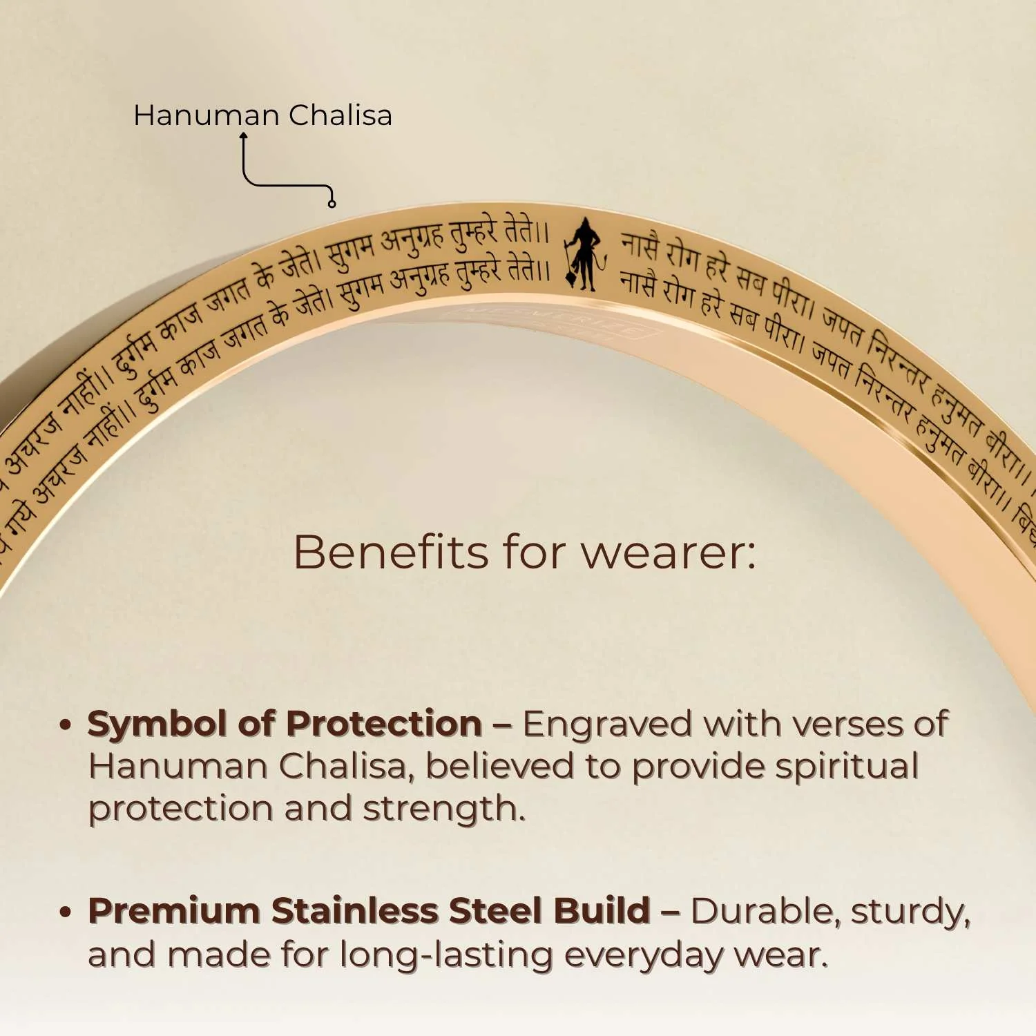 9 Verse Hanuman Chalisa MicroCarved Thick Round Kada - Image 16