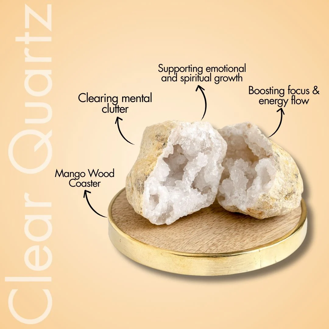 Balance Clear Quartz Geode Raw Stone Home Decor Artefact - Image 2