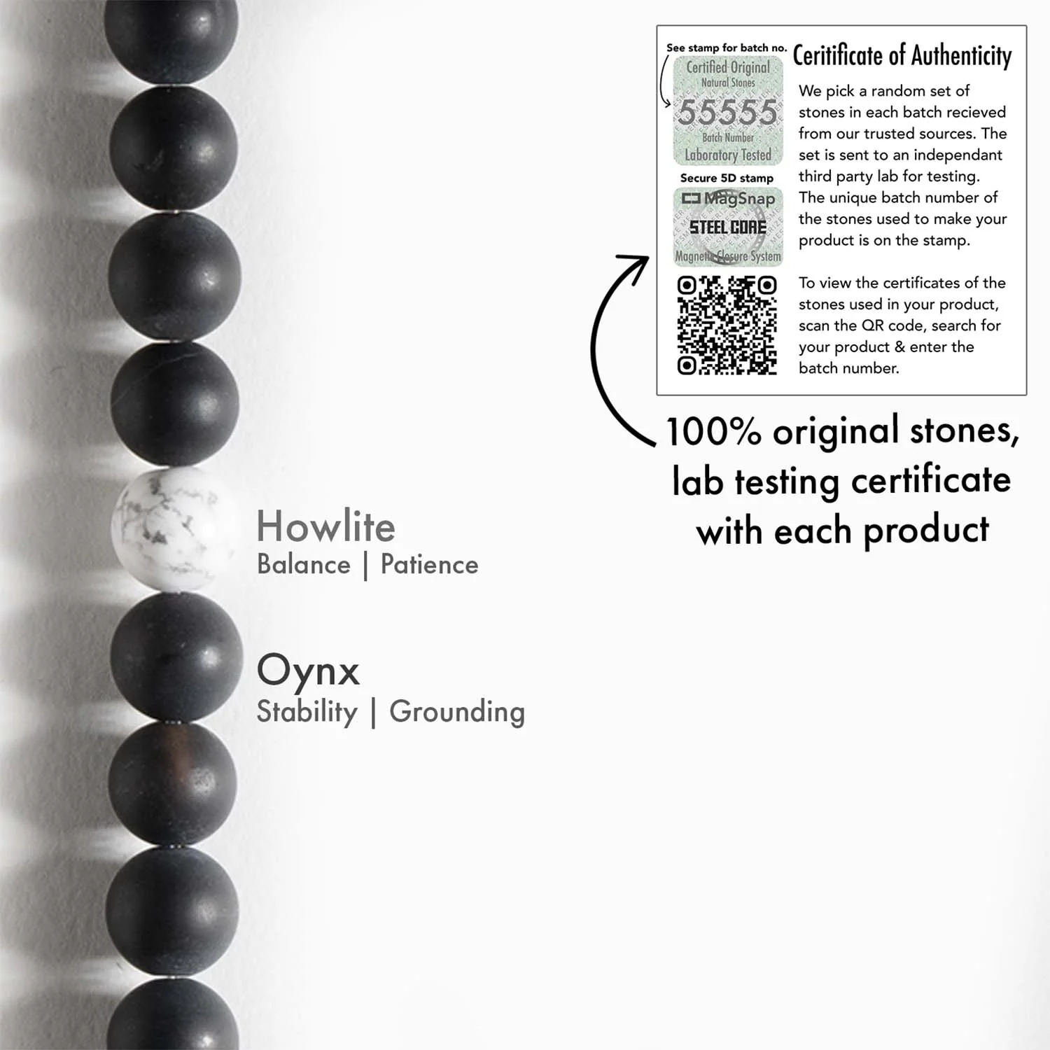 Black Onyx and Howlite Bracelet With MagSnap 2 - Image 4