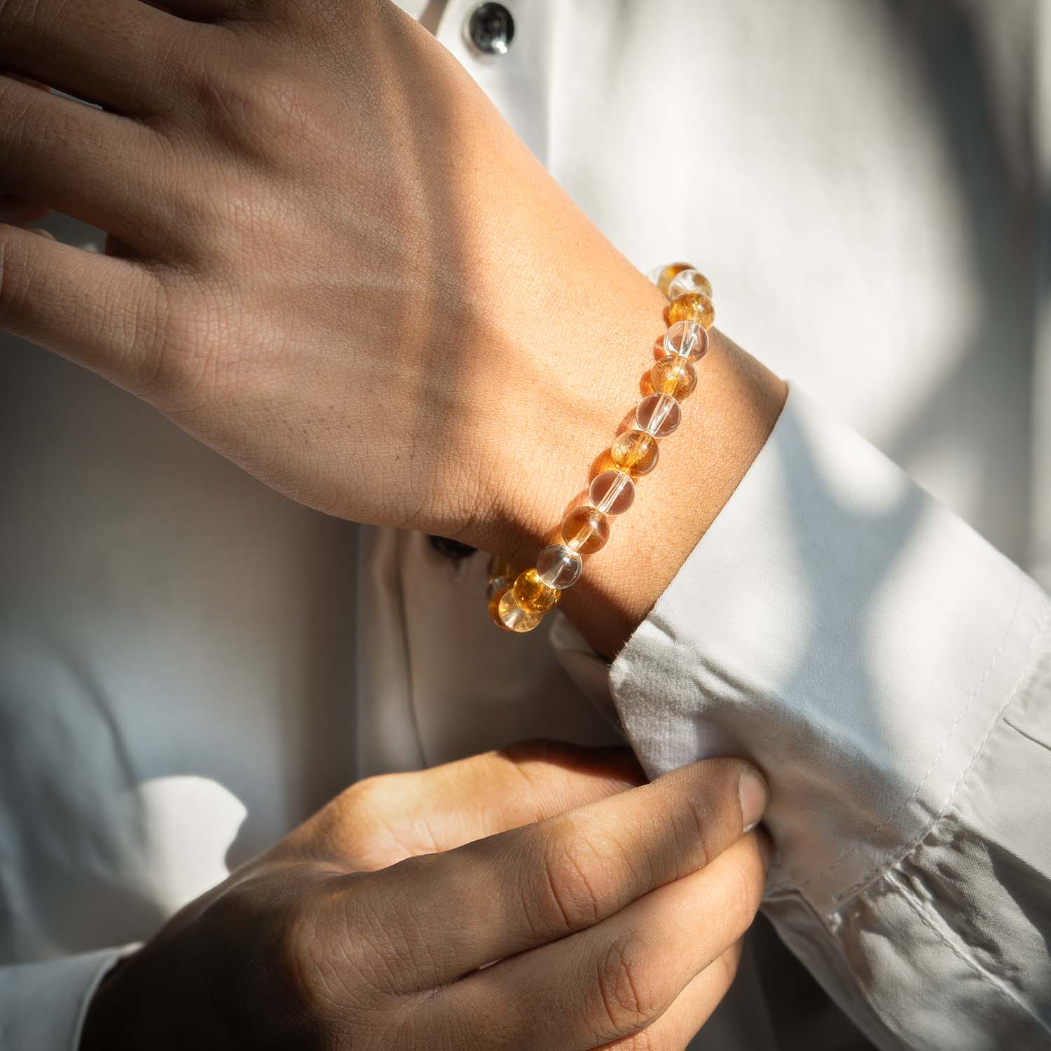 Abundance Citrine and Clear Quartz Natural Stone Bracelet - Image 11