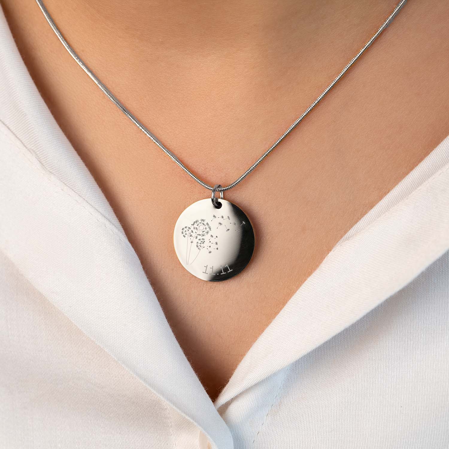 Dandelion 11:11 Make A Wish Circle Necklace - Image 2