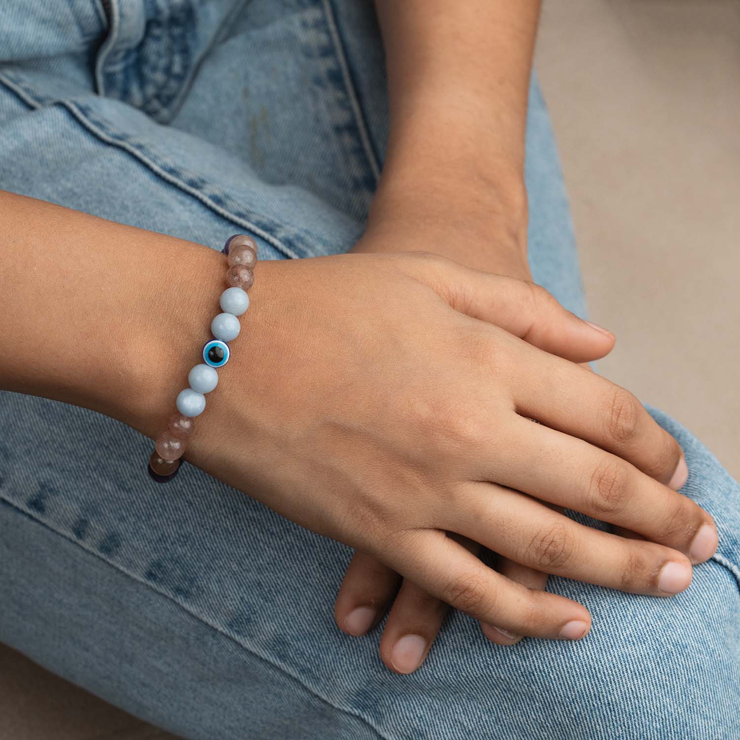 Divine Aura Evil Eye Natural Stone Bracelet - Image 2