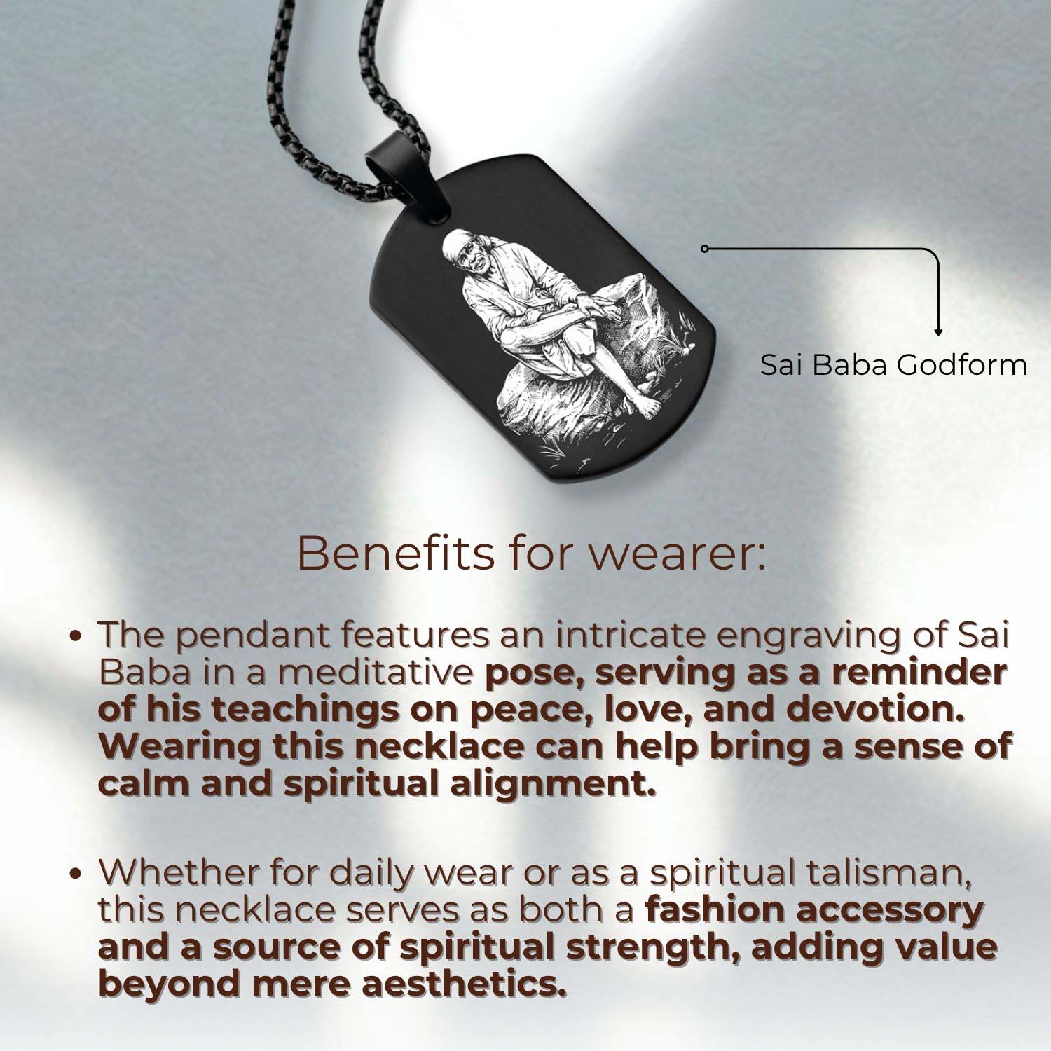 Divine Sai Baba Godform Tag Necklace - Image 9