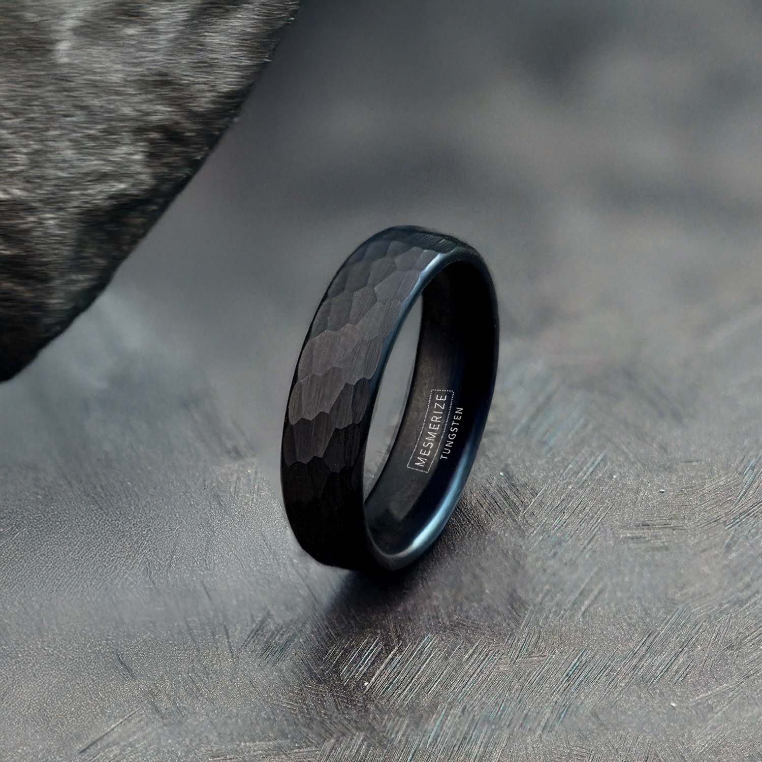 Forged Hammered Tungsten Carbide Band Ring