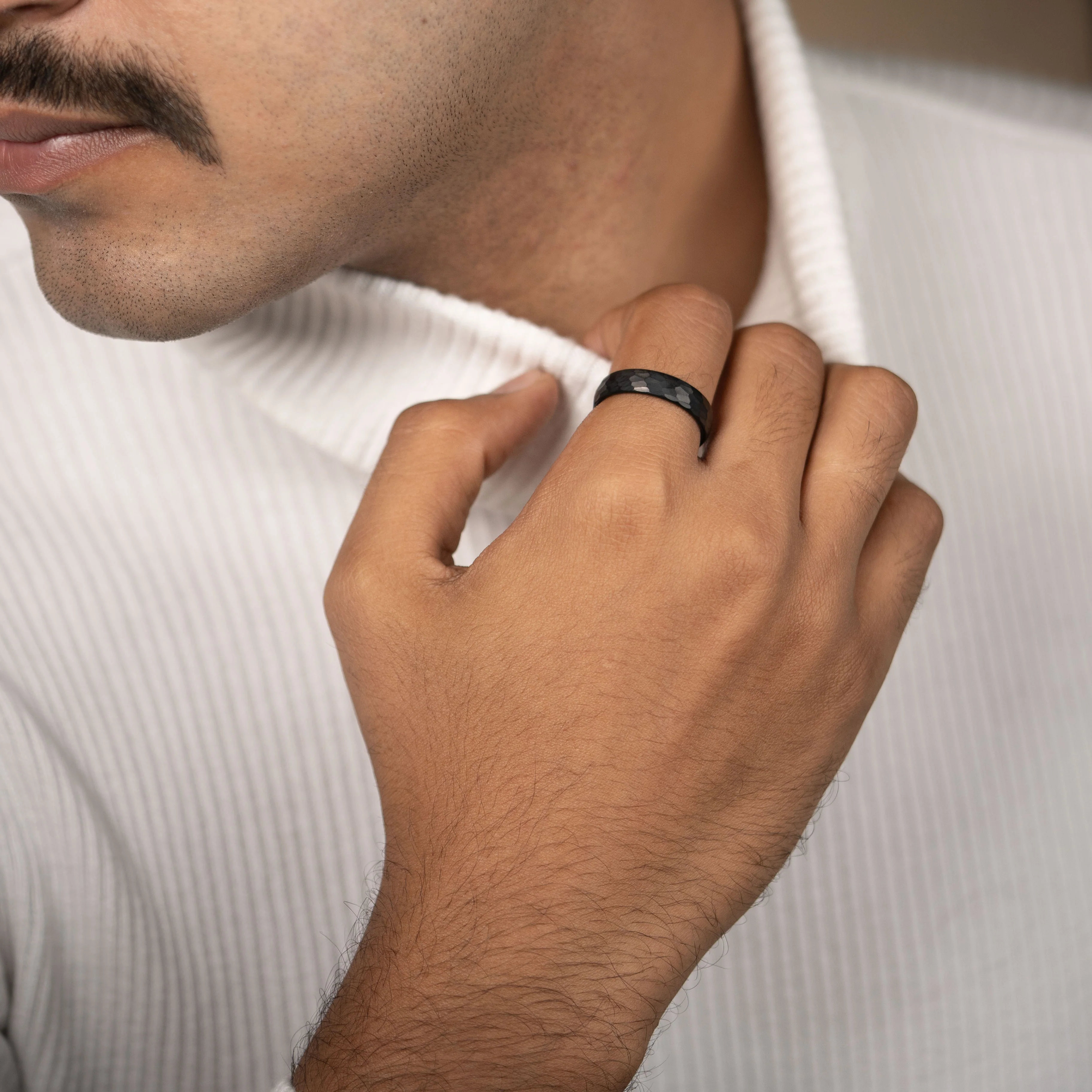Forged Hammered Tungsten Carbide Band Ring - Image 2