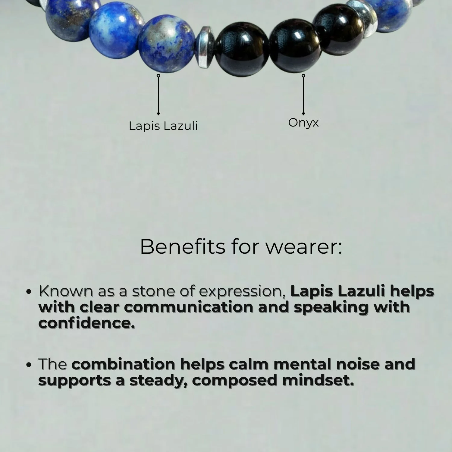 Knowledge Gloss Onyx And Lapis Lazuli Natural Stone Bracelet - Image 2