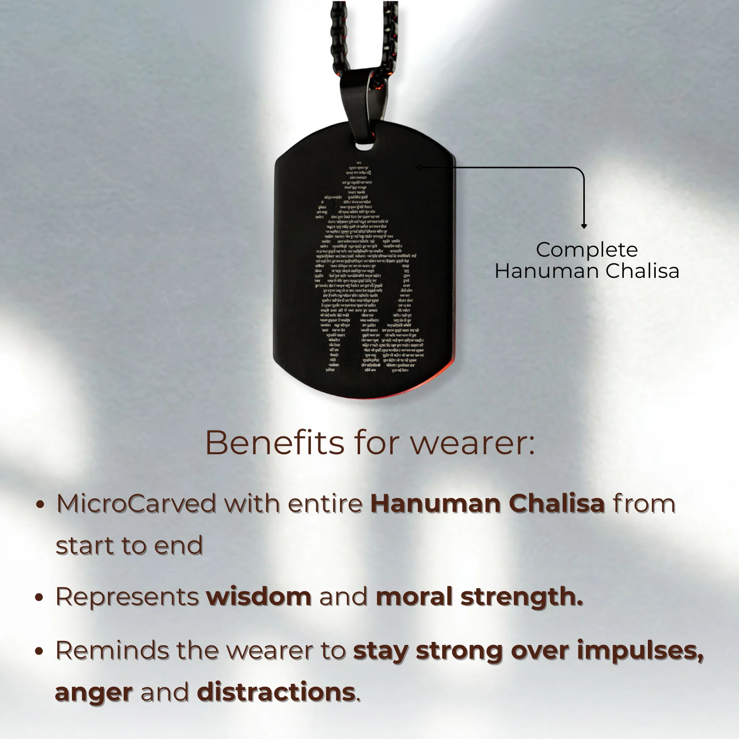 Hanuman Chalisa MicroCarved Tag Necklace - Image 2