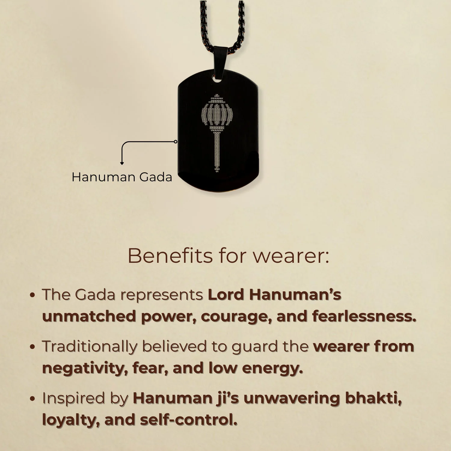 Hanuman Gada MicroCarved Tag Necklace - Image 2