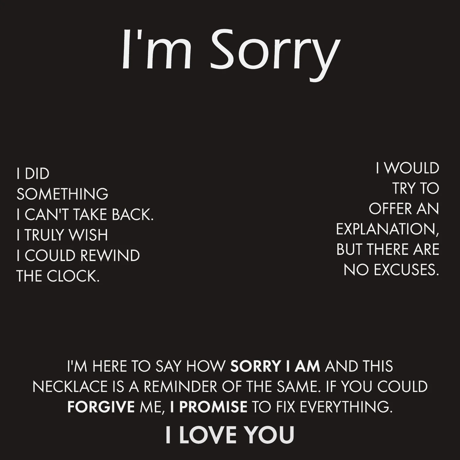 I Am Sorry Card With Necklace For Men - Image 9