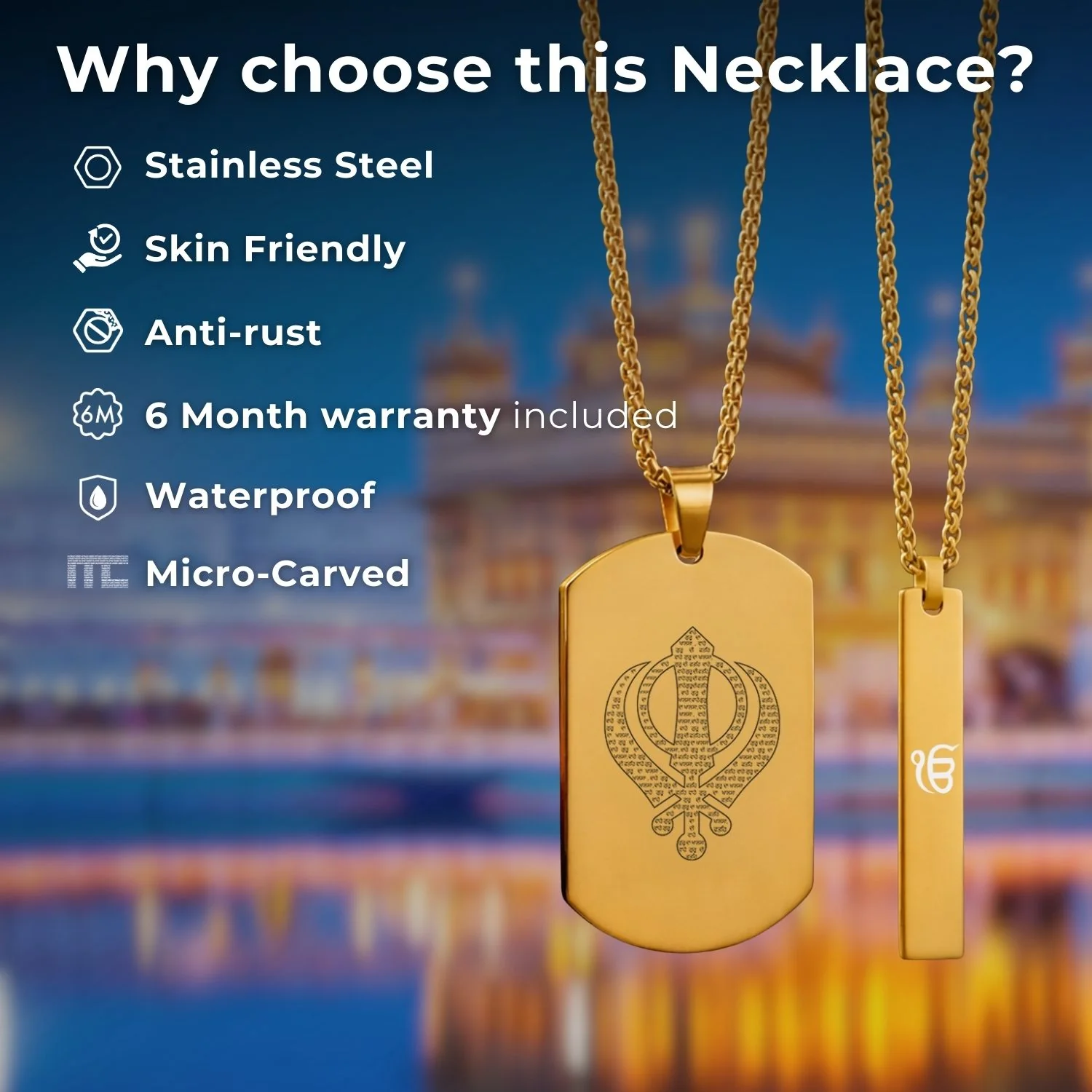Ik Onkar MicroCarved Tag Necklace - Image 4