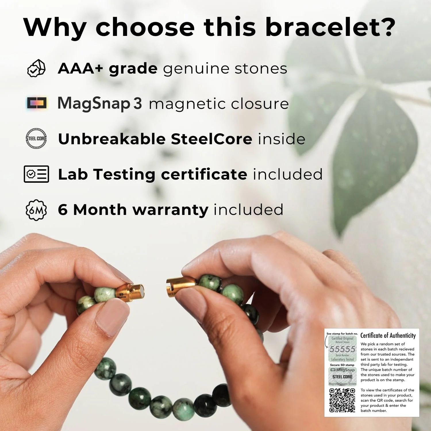 Inner Growth Peridot Natural Stone Bracelet With MagSnap 3 - Image 5