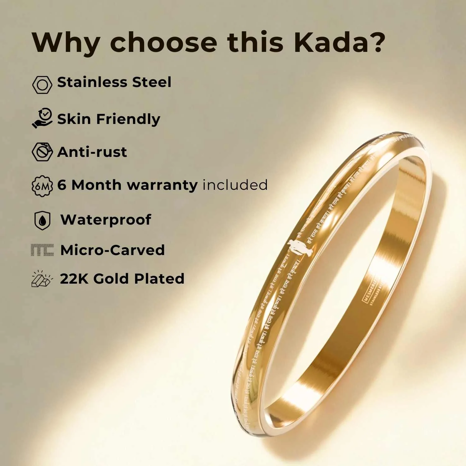 Jai Shree Ram MicroCarved Round Curved Kada - Image 4