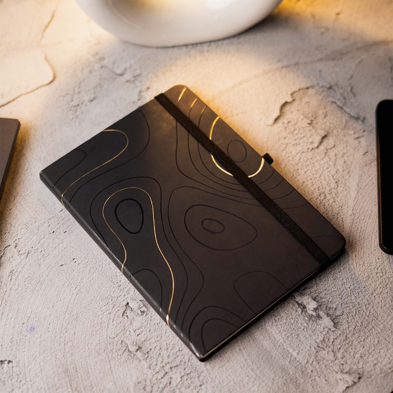 Matte Black Diary with Malachite MagSnap Roller Ball Pen with Stylus - Image 4