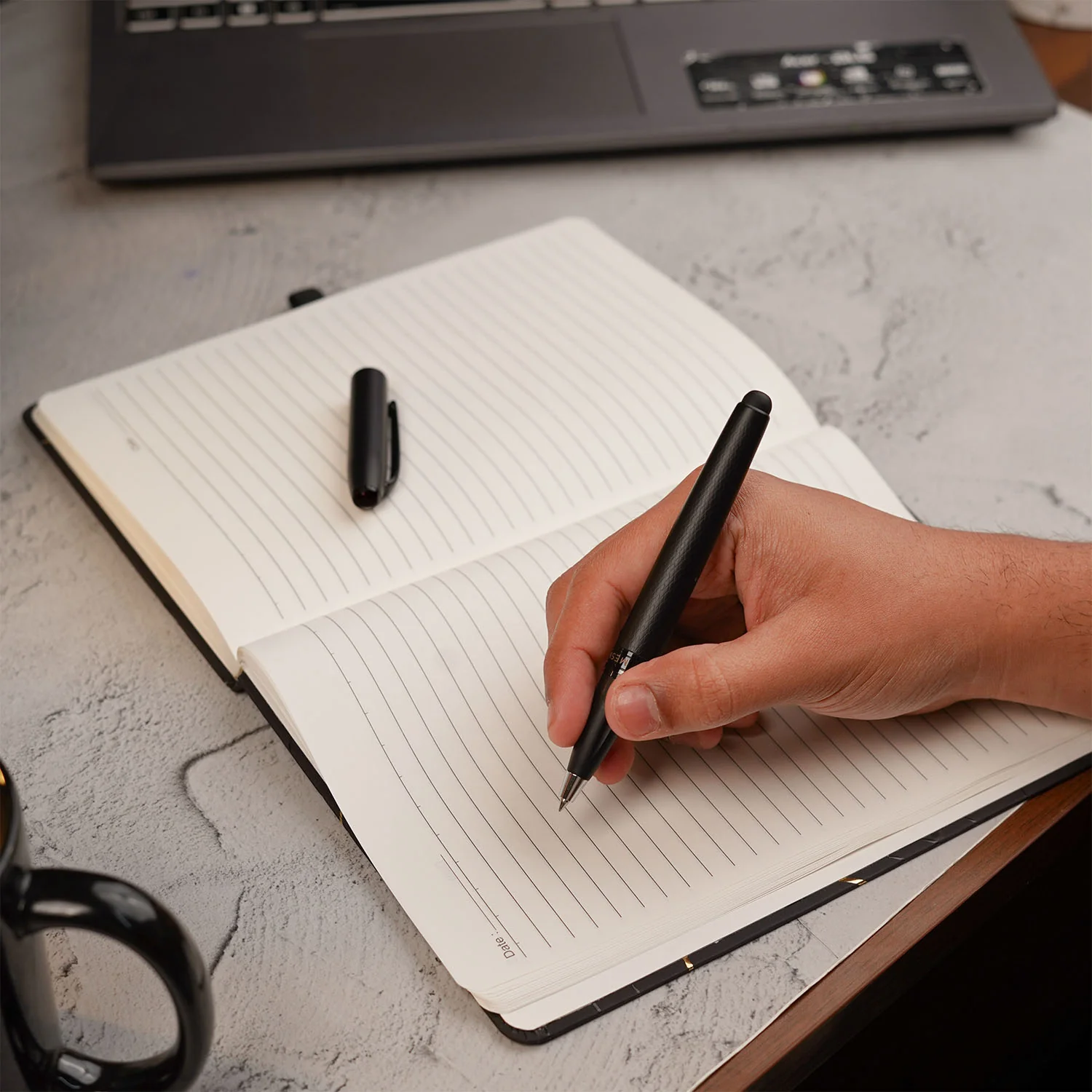 Matte Black Diary with Matte Black Onyx MagSnap Roller Ball Pen with Stylus - Image 8