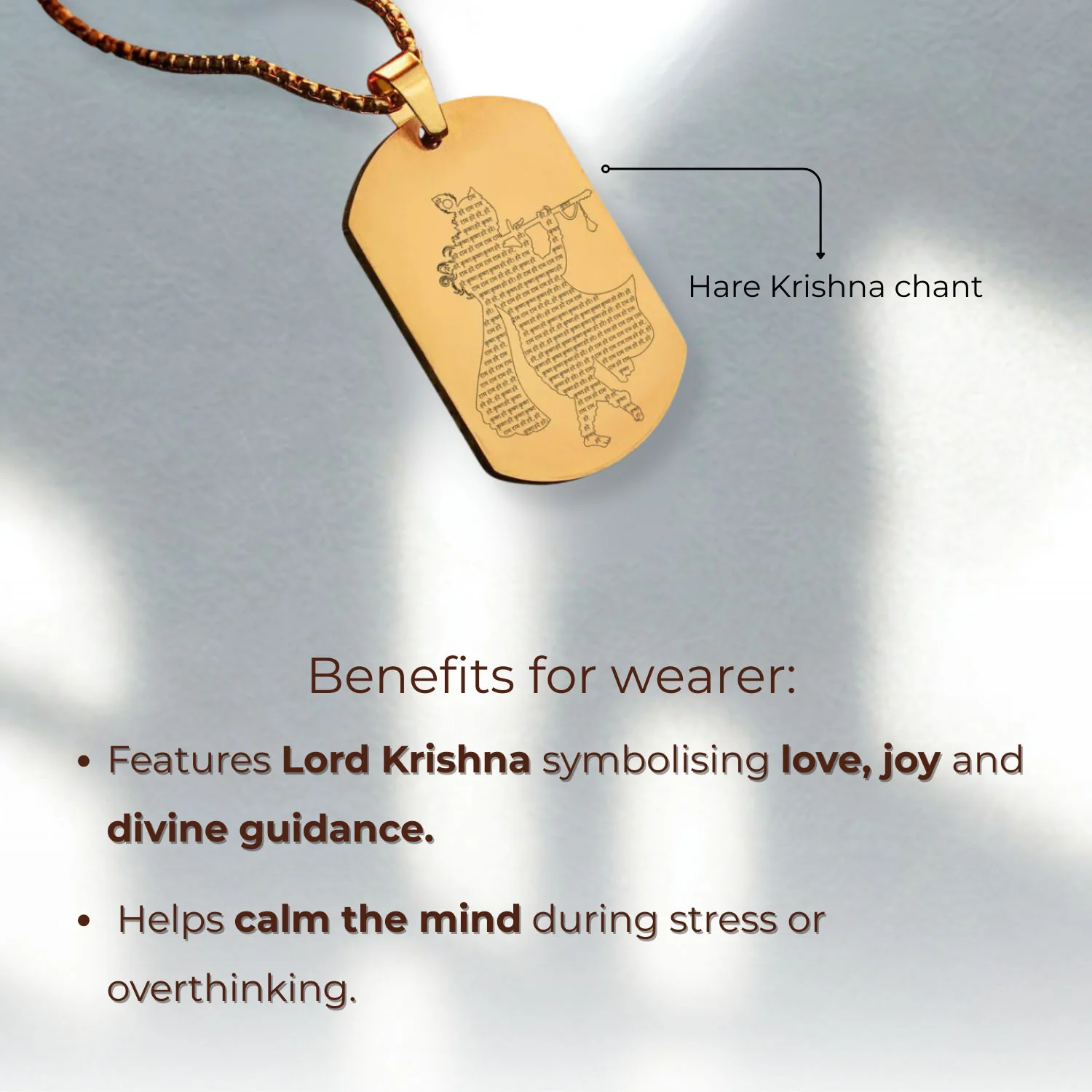 Hare Krishna MicroCarved Inlay Tag Necklace - Image 10