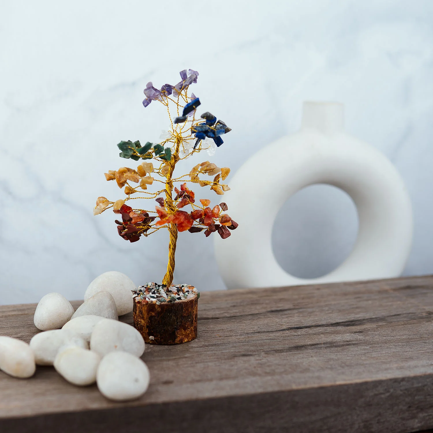 Mini 7 Chakra Natural Stone Tree - Image 2