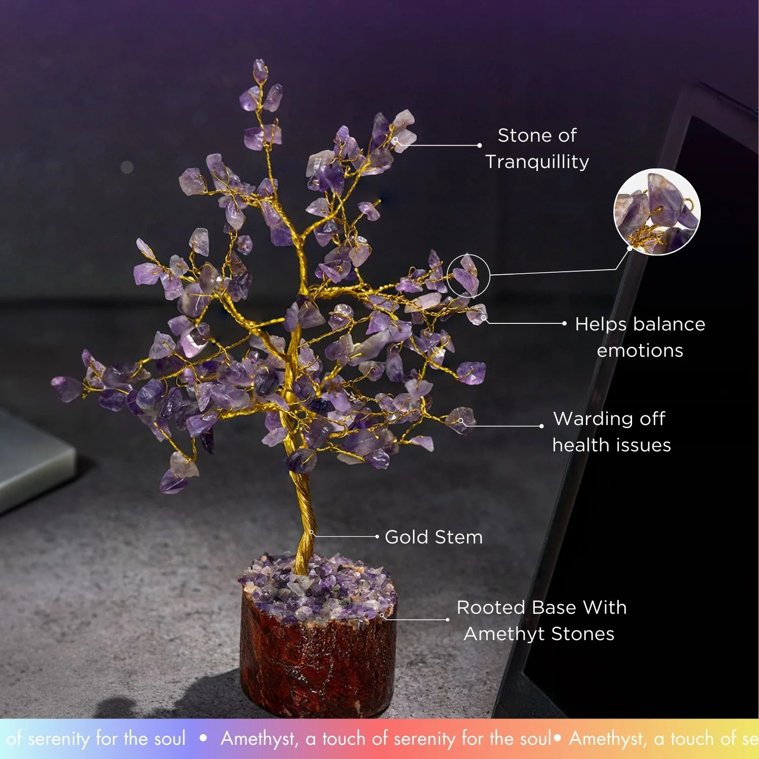 Mini Amethyst Natural Stone Tree - Image 2