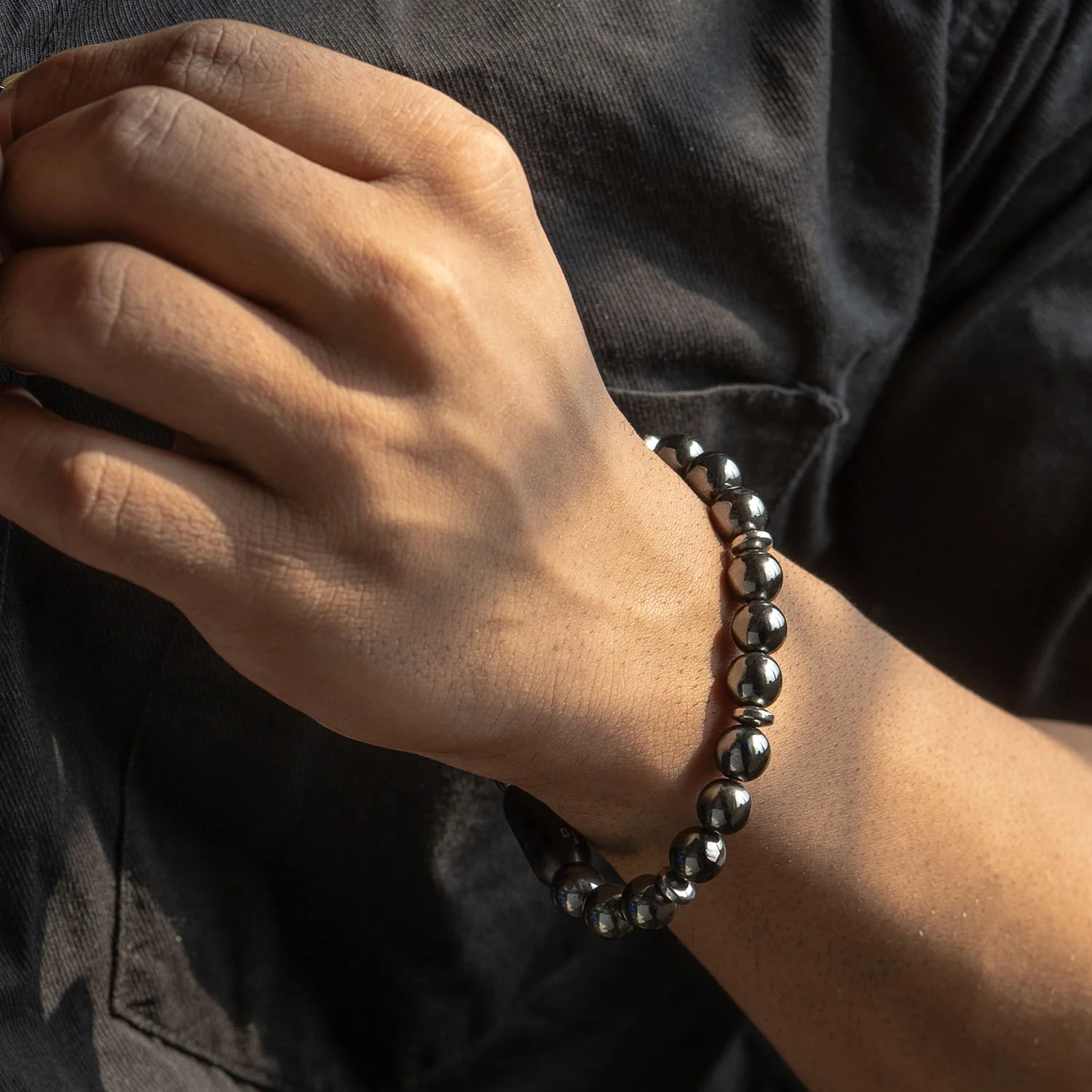 Mystic Grey Hematite Natural Stone Bracelet - Image 3
