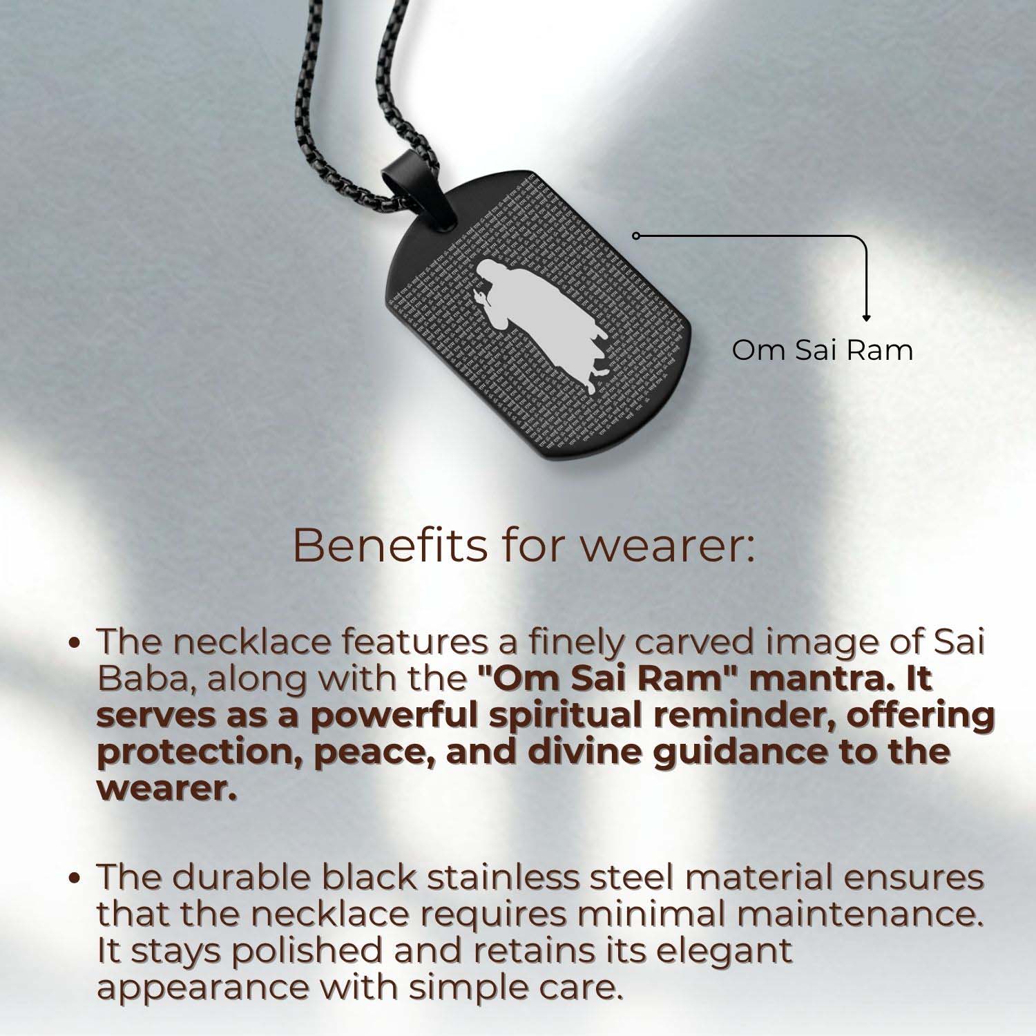 Om Sai Ram MicroCarved Tag Necklace - Image 16