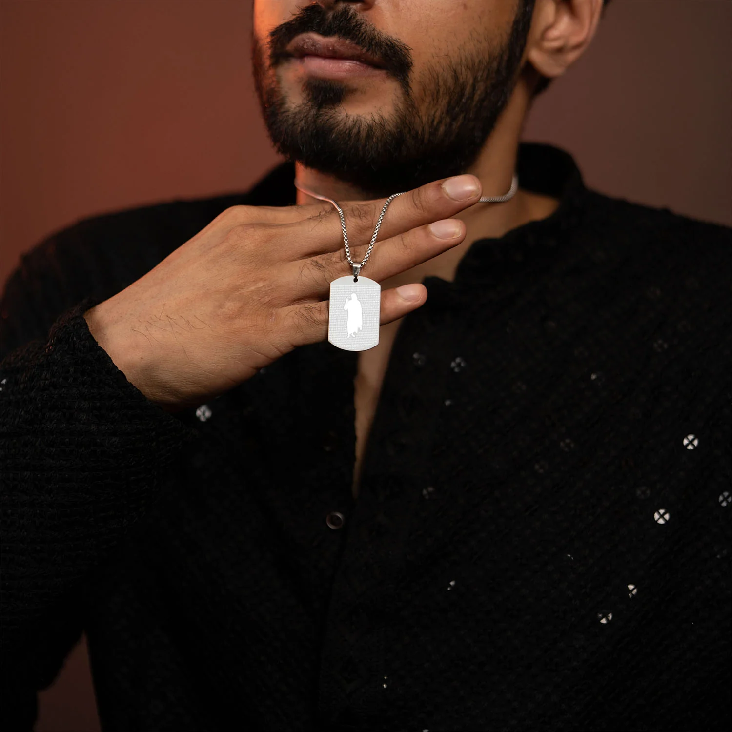 Om Sai Ram MicroCarved Tag Necklace - Image 3