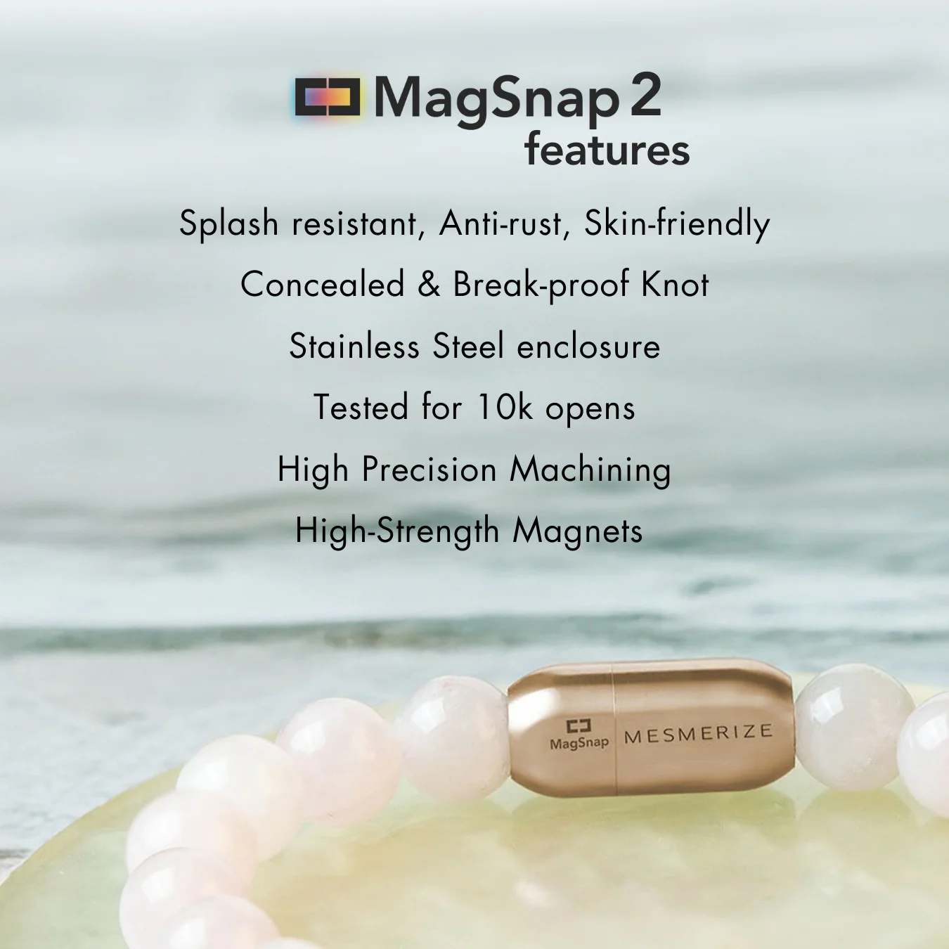 Onyx & Rose Quartz Natural Stone Couple Bracelet with Magsnap 2 - Image 8