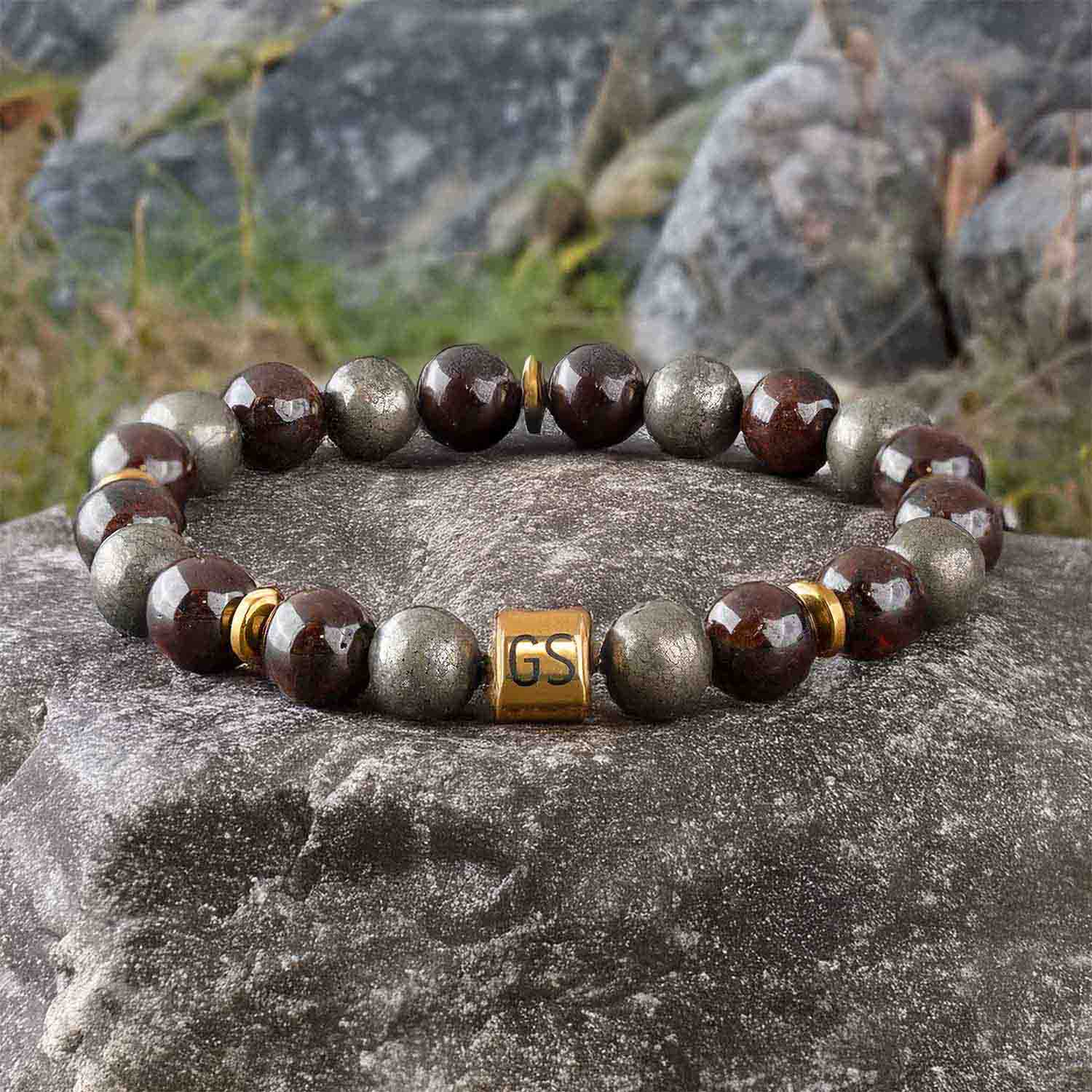 Personalised Abundance Magnet Garnet & Pyrite Natural Stone Bracelet - Image 19