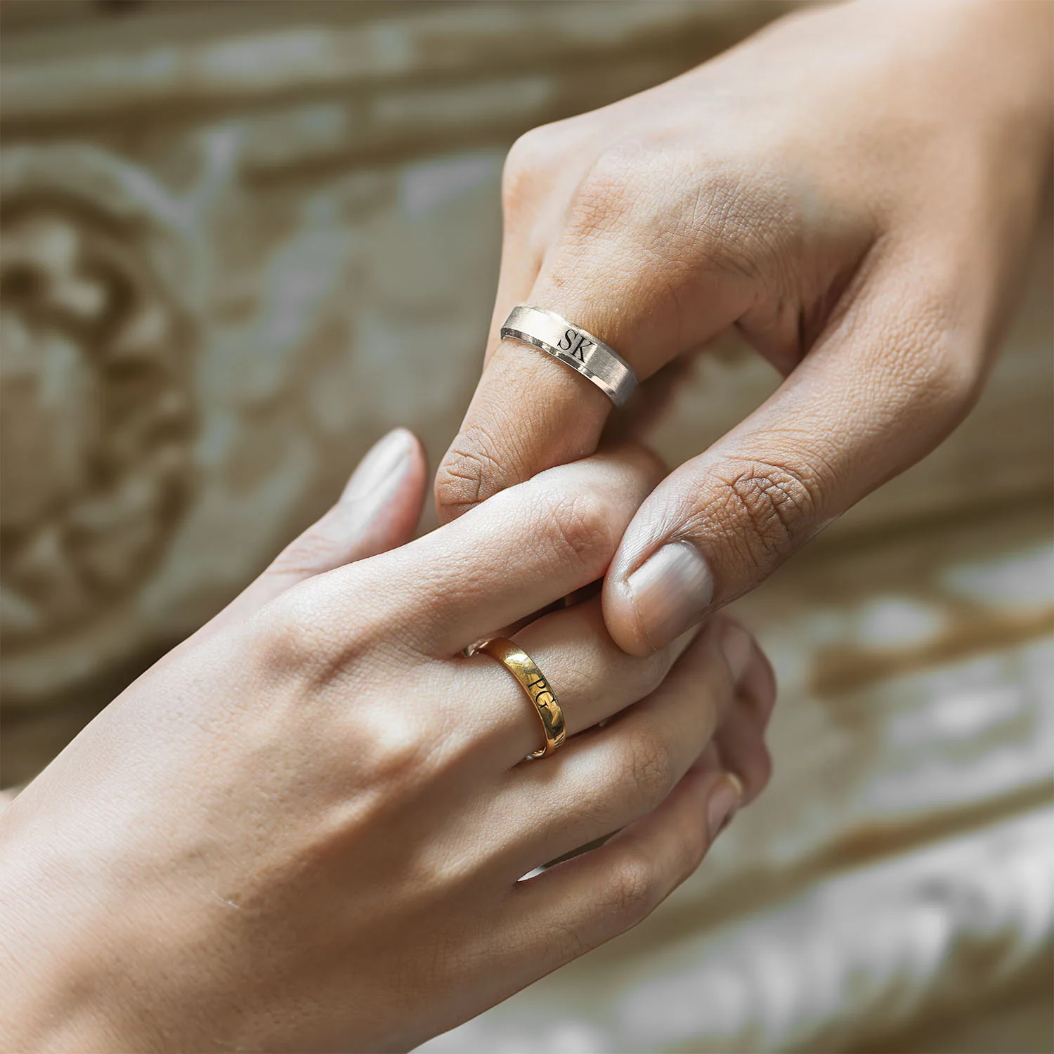 Personalised Silver and Gold Couple Ring - Image 2