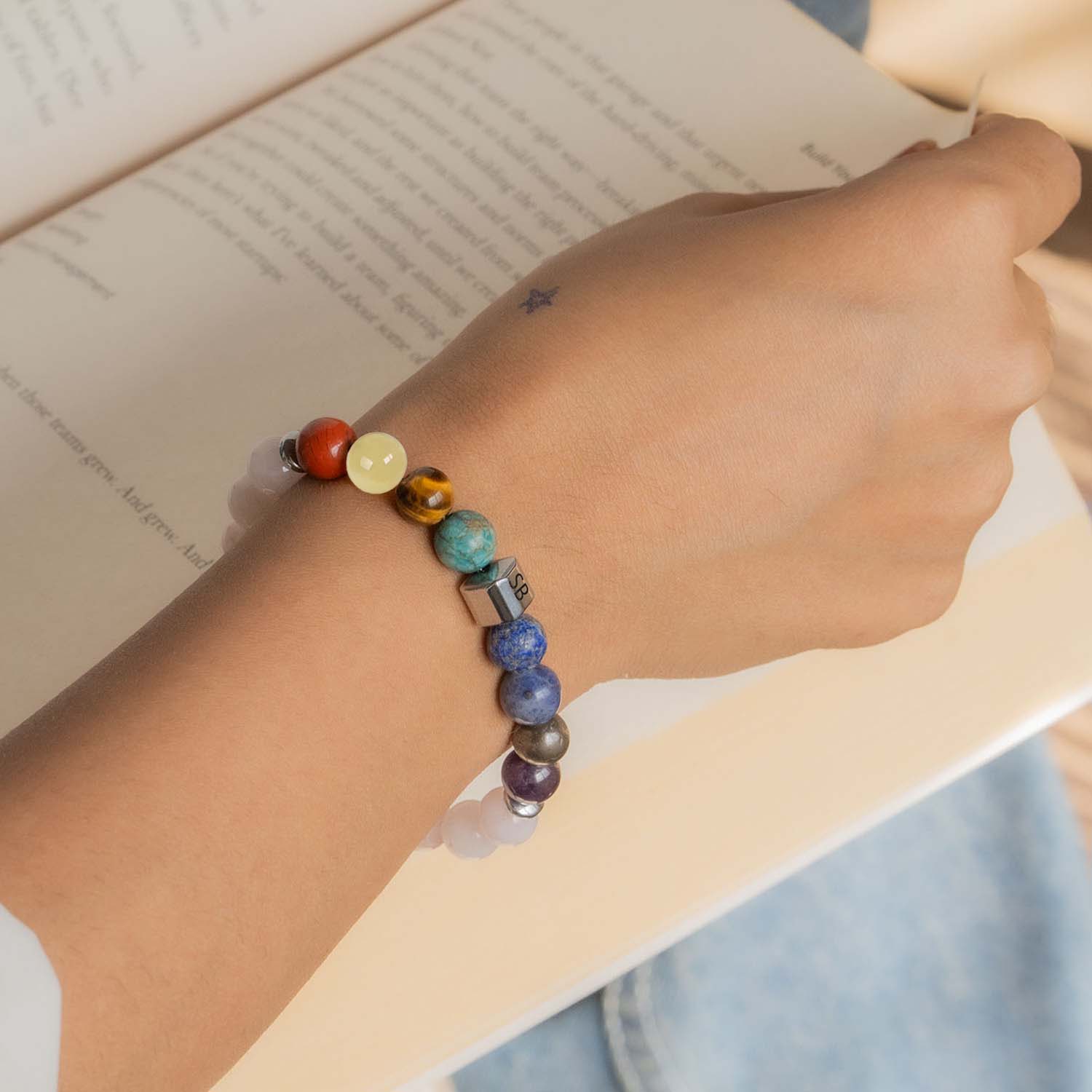 Personalised Solace Rose Quartz 9 Chakra Natural Stone Bracelet - Image 21