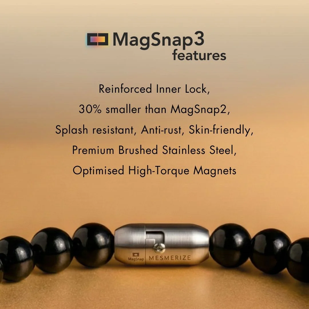 Pure 925 Silver Black Spinel Natural Stone Bracelet With MagSnap 3 - Image 5