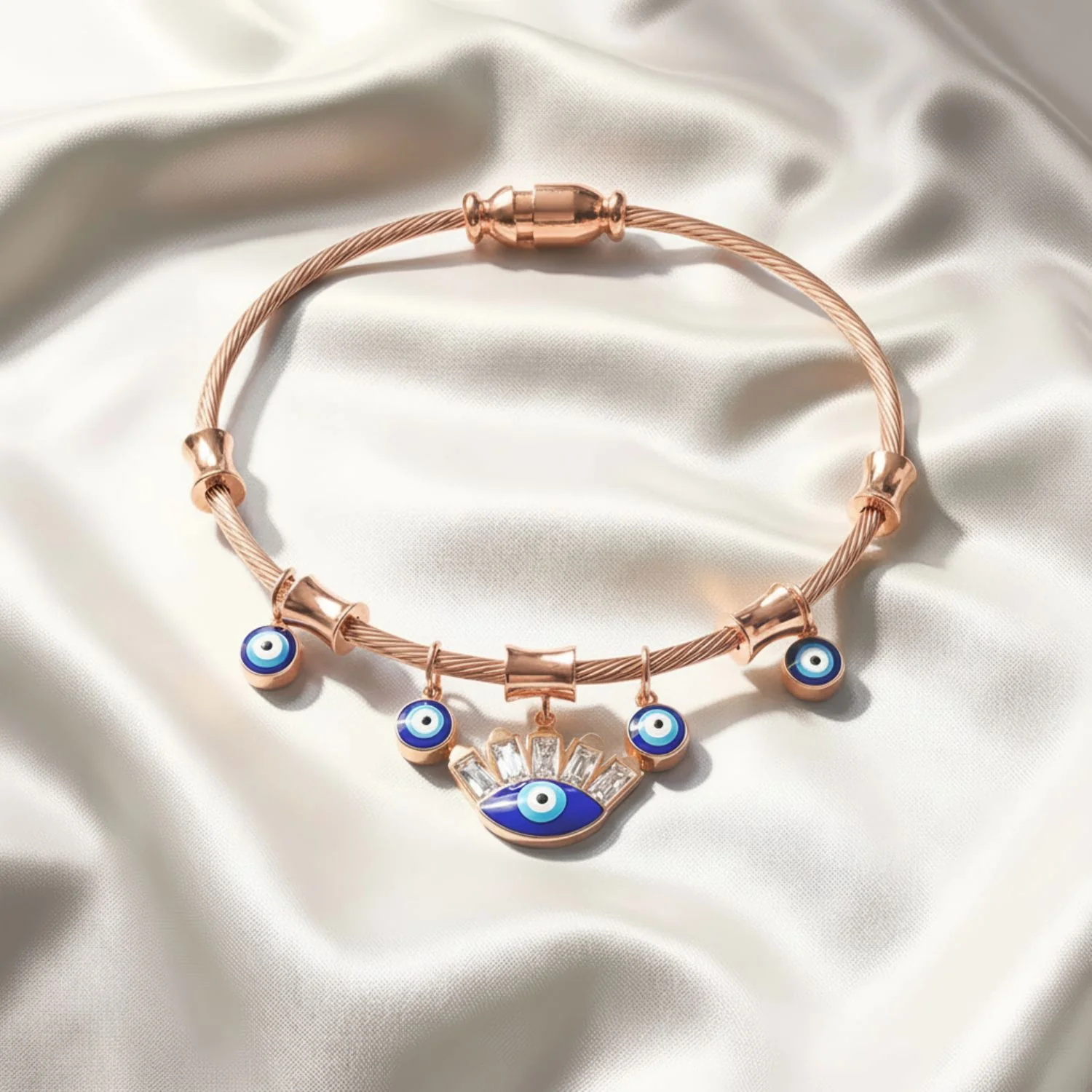 Rose Gold Evil Eye Magnetic Charms Bracelet