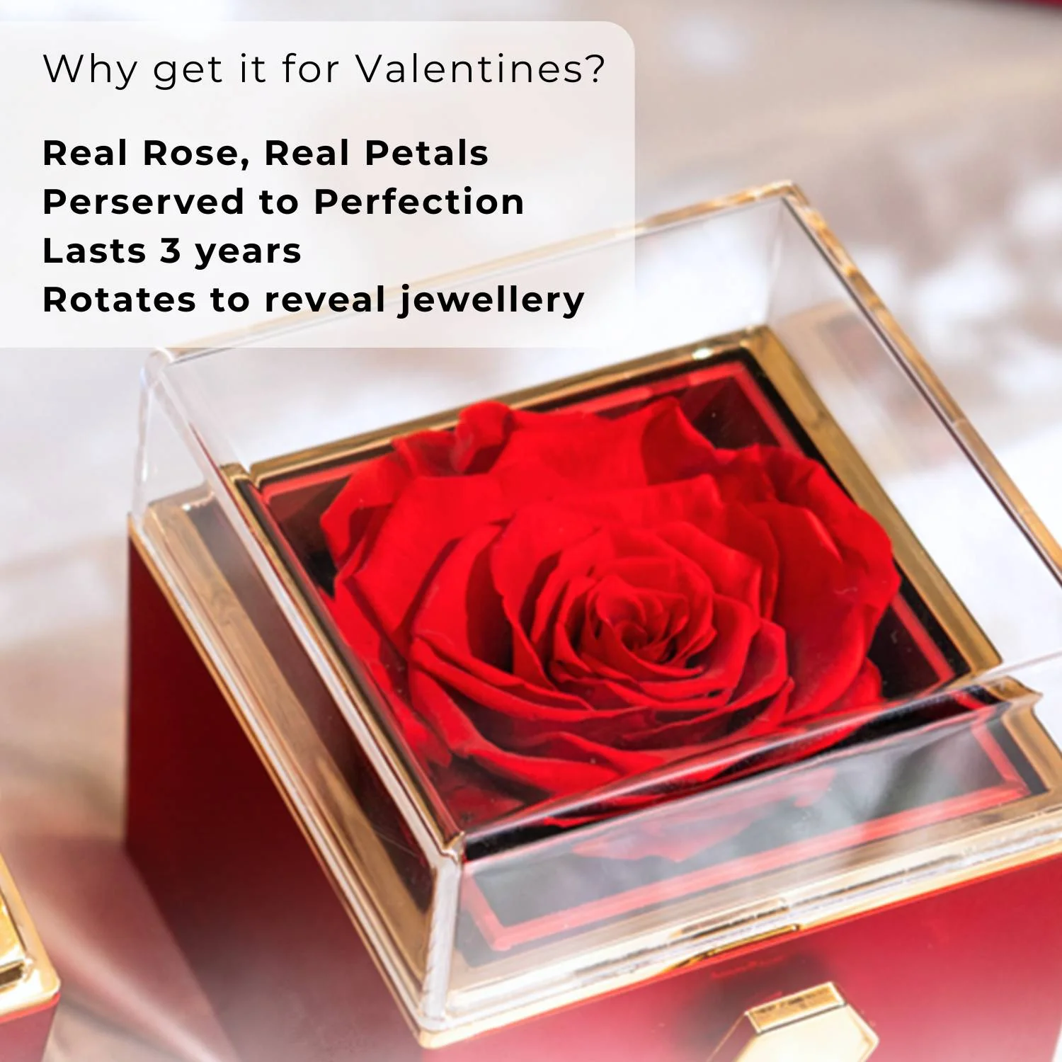 Valentine's Rotating Preserved Rose Jewellery Box - Image 2