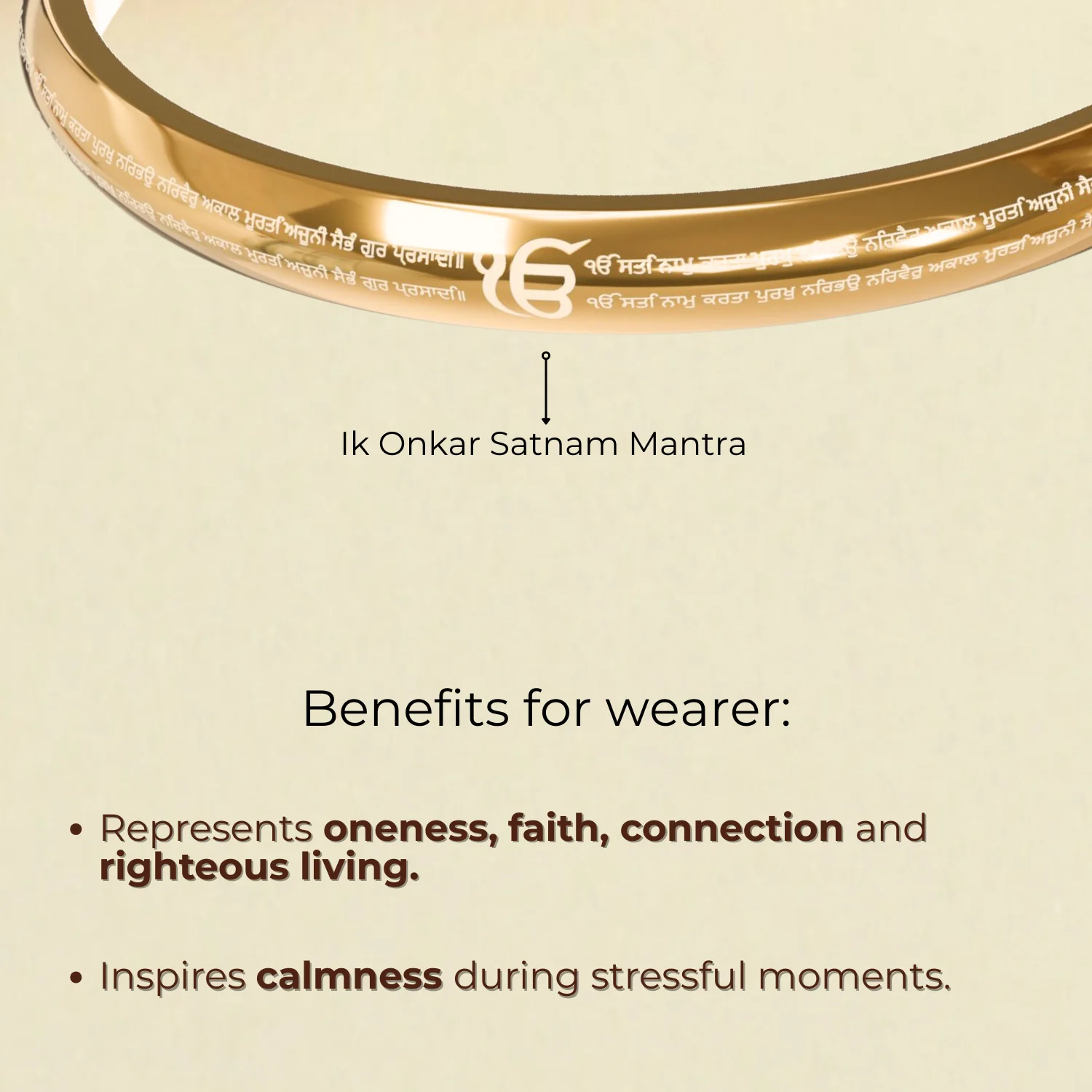 Ik Onkar Satnam Mantra MicroCarved Punjabi Curved Kada - Image 2