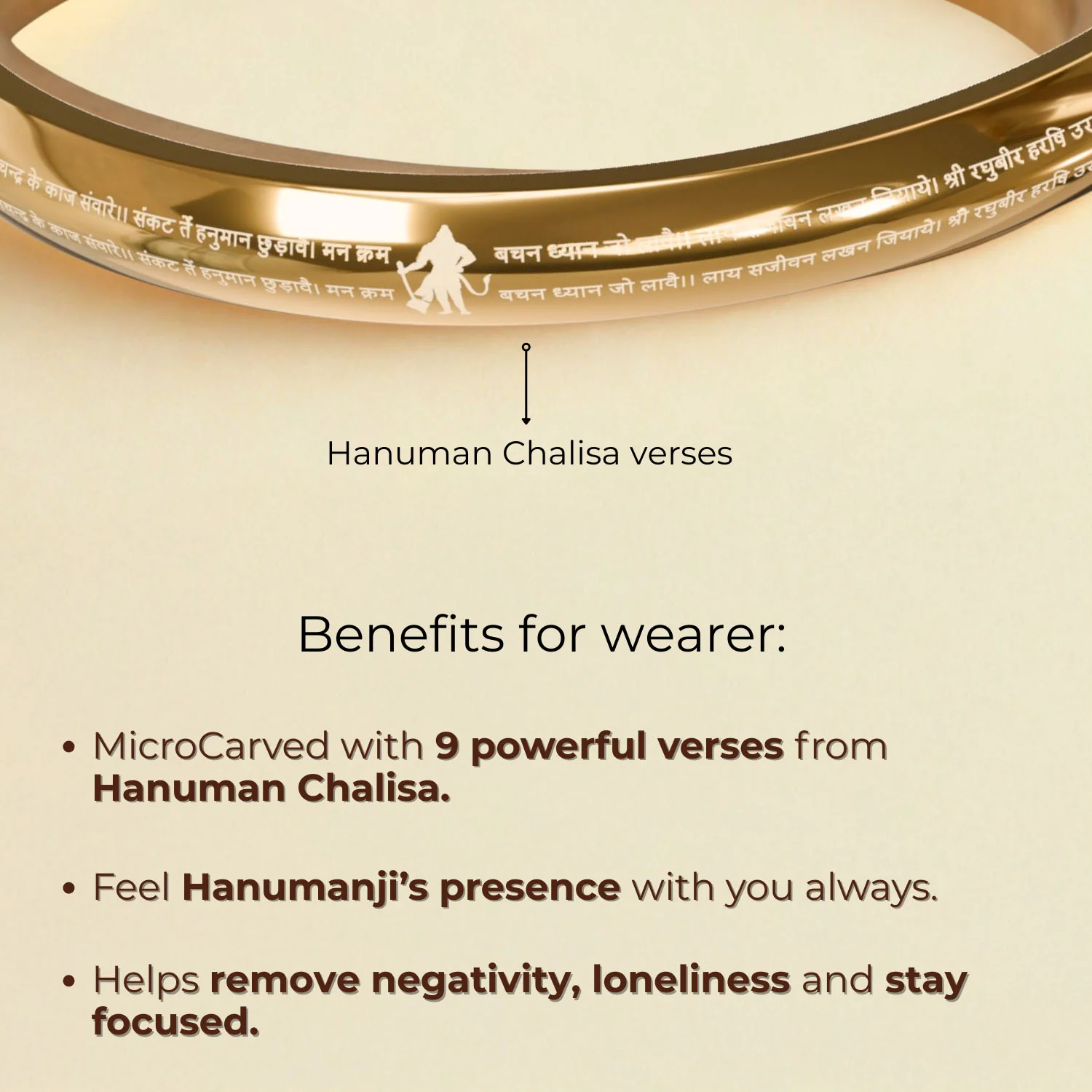 9 Verse of Hanuman Chalisa MicroCarved Round Curved Kada - Image 2