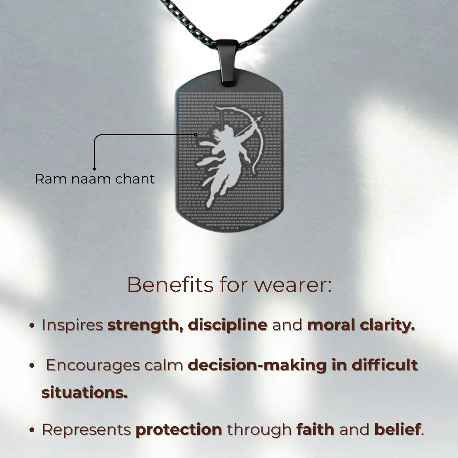 Shree Ram MicroCarved Tag Necklace - Image 2