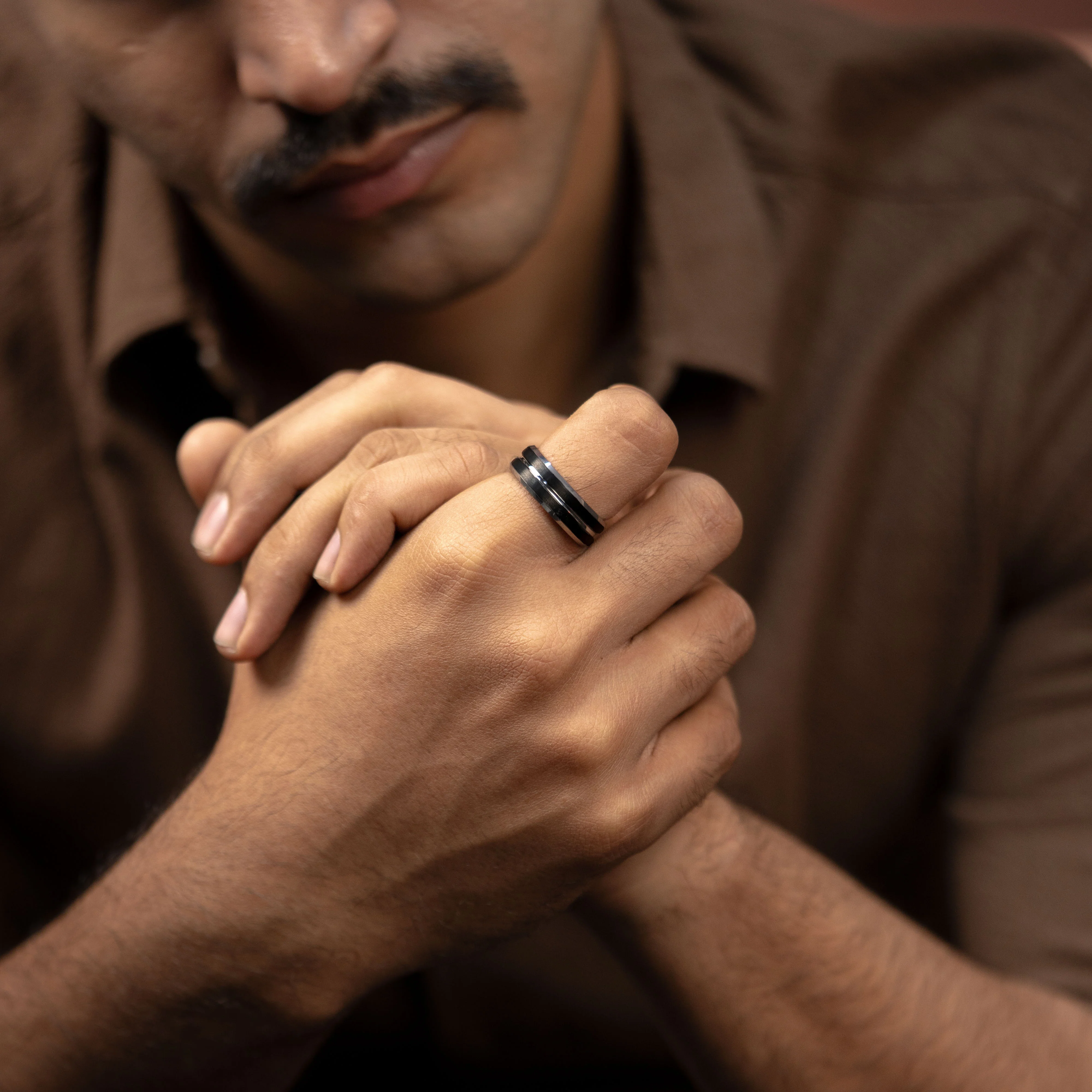 Silver Streak Tungsten Carbide Band Ring - Image 2