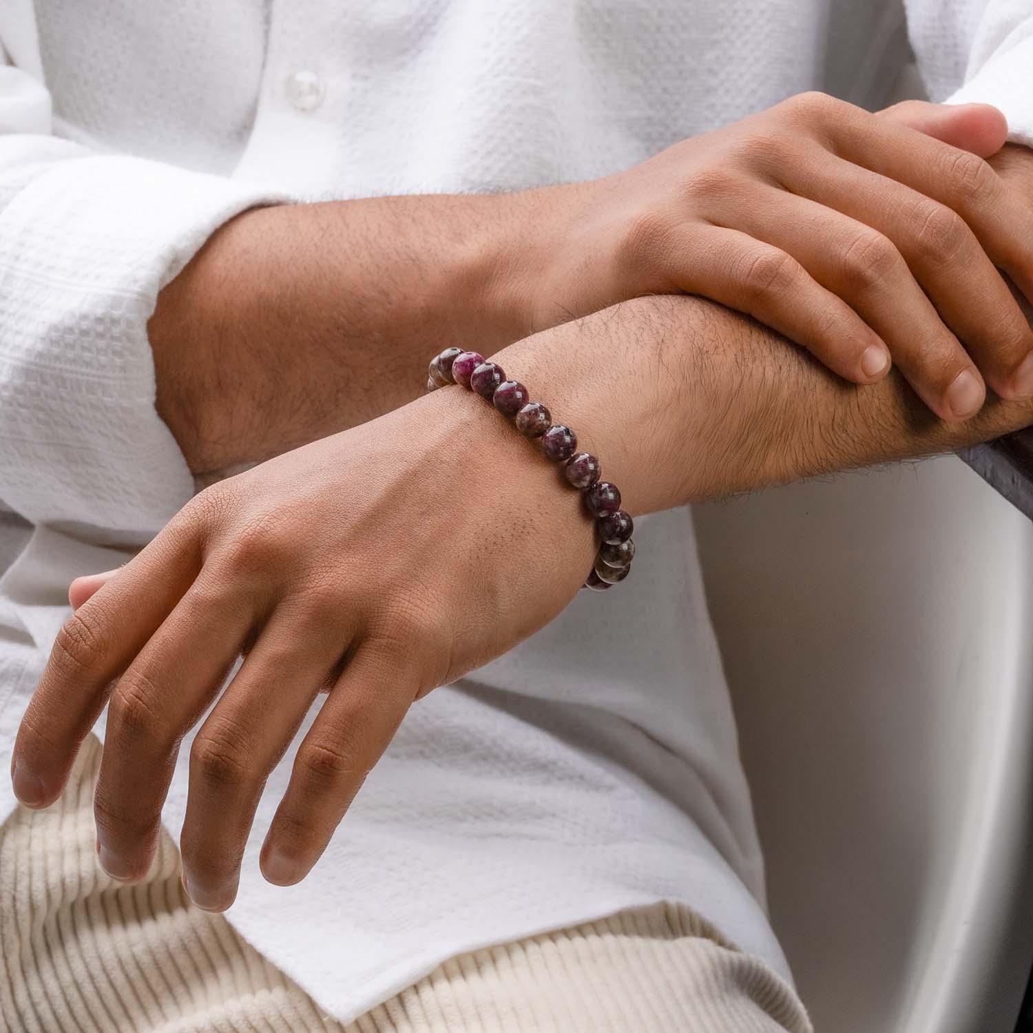 Soothing Pink Tourmaline Natural Stone Bracelet - Image 3