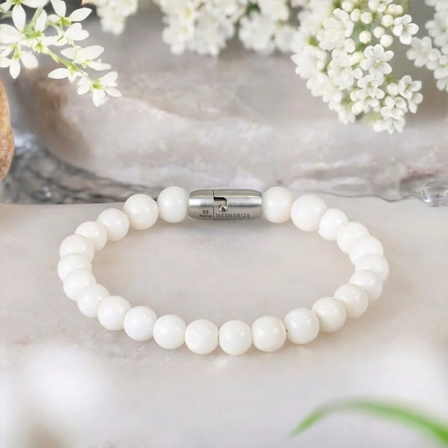 Tranquil White Coral Bracelet Natural Stone Bracelet With MagSnap 3