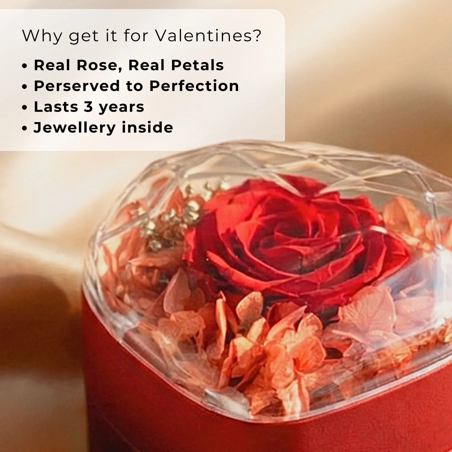 Valentine's Heart Shaped Preserved Rose Jewellery Box With Necklaces - Image 19
