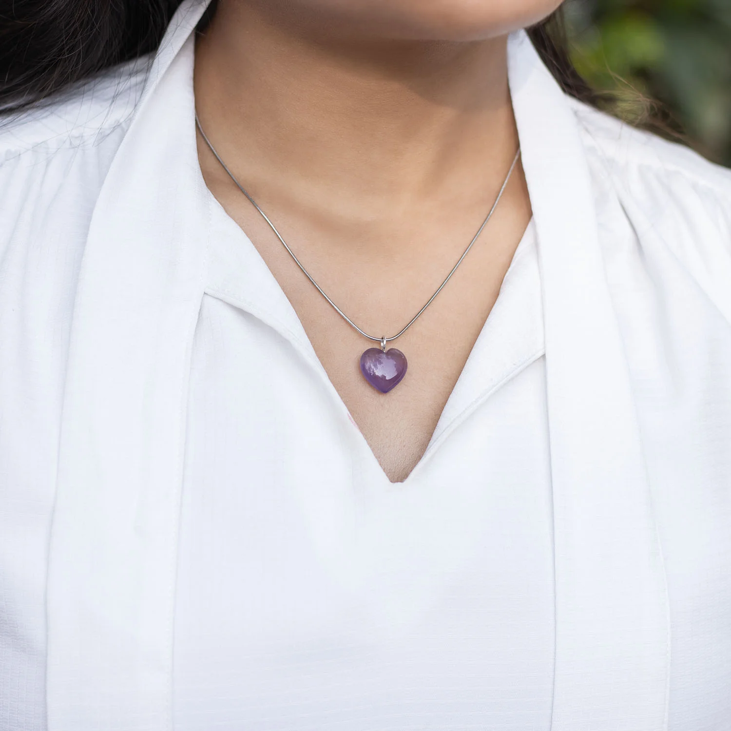 Wellness Amethyst Natural Stone Heart Necklace - Image 2